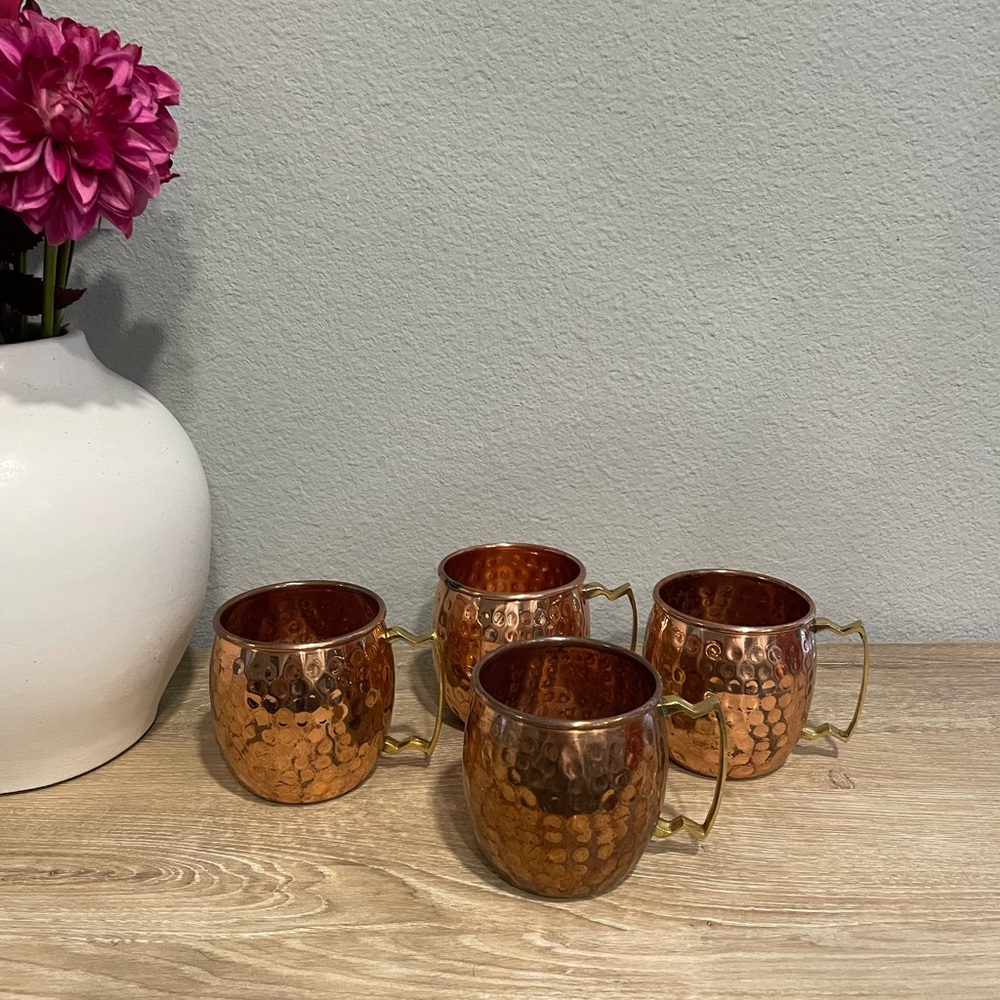 Vintage moscow mule brass cup set